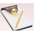 Gold Plate Matte Black Memo Holder w/ Magnetic Pen (6"x4 1/4") (Screened)